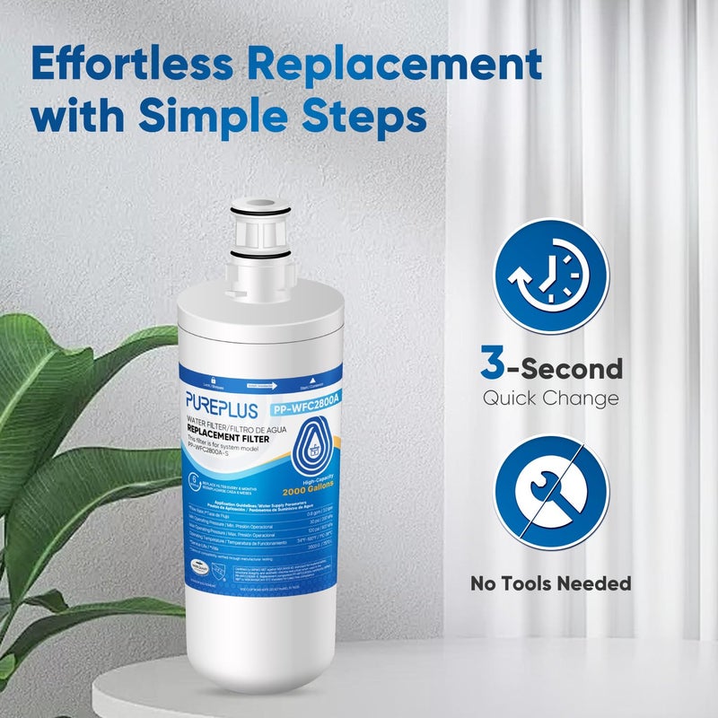 Pure Plus PUREPLUS 3US-AF01 Under Sink Water Filter, Compatible with Standard 3US-AF01, 3US-AS01, AP Easy C-CS-FF, WHCF-SRC, WHCF-SUFC, WHCF-SUF Water Filter, 3 Pack - Image 4
